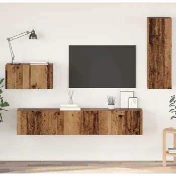 Televizní stolek vidaXL Nástěnná skříň na TV 4 pcs Staré dřevo kompozitní dřevo [3393465]