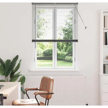 Roleta vidaXL Žaluzie na okno se záclonami Tmavě šedá Hliník [42006069]