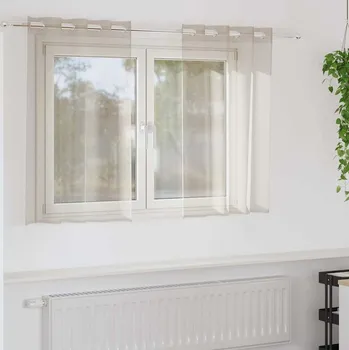 Stavebniny vidaXL Voile Záclona se záclonami 2 pcs Písková 140 x 140 cm Polyester [4107992]