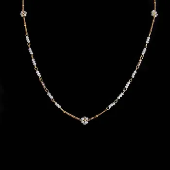 Náhrdelník Dlouhý květinový náhrdelník 95 cm z pozlacené chirurgické oceli č. 1655 - Zlatá