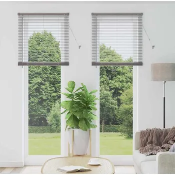 Roleta vidaXL Žaluzie na okno se záclonami Stříbrná Hliník [42005942]