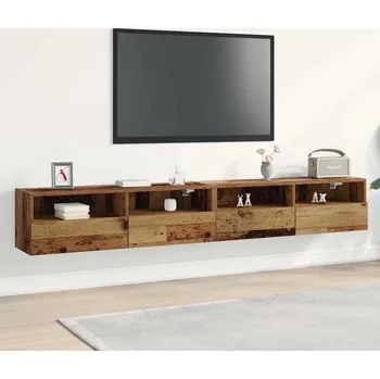 Televizní stolek vidaXL TV wall cabinet Nástěnný 2 pcs Staré dřevo 100 x 30 x 30 cm [862189]