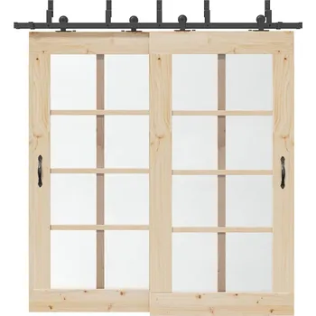 Tesařské kování vidaXL Sada příslušenství pro posuvné dveře 213,5 cm ocelová černá [3295728]