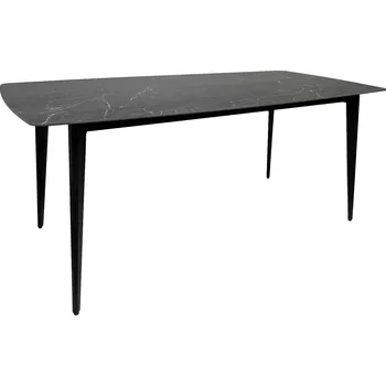 Jídelní stůl Moderní černý obdélníkový jídelní stůl Tazer s deskou s mramorovým designem a kovovými nohama 180 cm