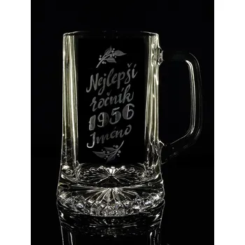 Sklenice Půllitr nejlepší ročník 1956 jméno na přání - ručně ryté (broušené)