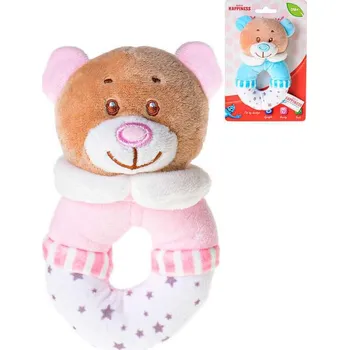 PLYŠ Baby chrastítko medvídek 13cm 2 barvy (plyšová hračka)