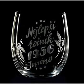 Sklenice Sklenka na whisky, nejlepší ročník 1956 - ručně ryté (broušené), dárková krabička