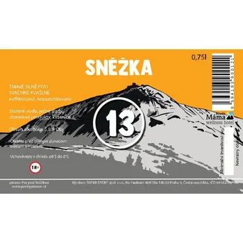 Pivo ETIKETA pivní tmavá 13° - Etiketa Pivo Sněžka 0,75l