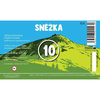 Pivo ETIKETA pivní světlá 10° - Etiketa Pivo Sněžka 0,5l