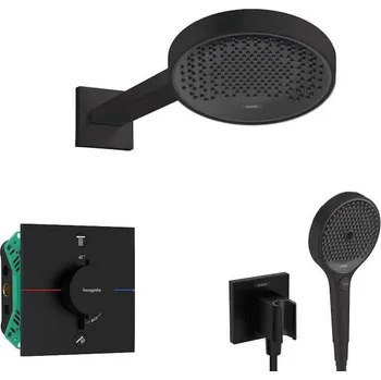 Sprchový set Hansgrohe - Sprchový set s termostatem pod omítku, s tělesem, průměr 25 cm, 3 proudy, matná černá SANI21HHH407