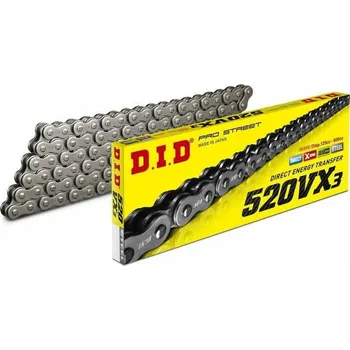 Řetězová sada pro motocykl D.I.D. 520 VX3 Black/Black - rivet chain coupling 114 čl.