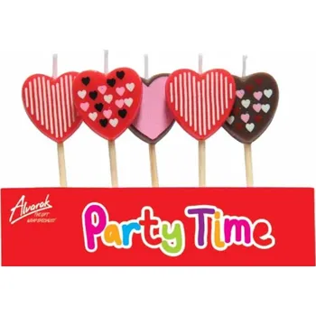 Dortová svíčka Alvarak Dortové svíčky Srdce 5ks