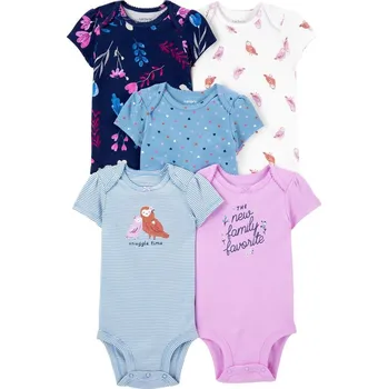Kojenecký body CARTERS CARTER'S Body krátký rukáv Blue Family holka 5ks NB/ vel. 56