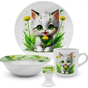 Talíř PROPER Dětská jídelní souprava 4ks Kočička