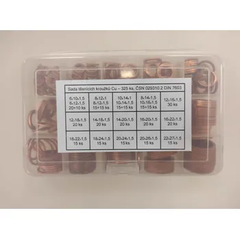 podložka Podložky měděné - BOX 19 rozměrů - 325 ks CU