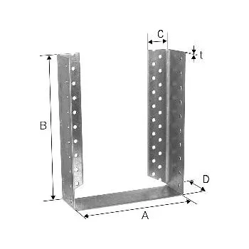 Tesařské kování SIMPSON trámová botka BSDI 180x220 žár. pozink., vnitřní, s certifikátem
