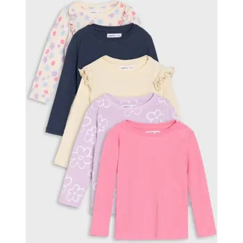 Dívčí oblečení Sinsay - Bavlněné tričko s dlouhými rukávy 5 pack - krémová - 7610Z-01X - 7610Z-01X-74