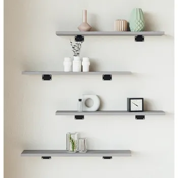 Obývací pokoj vidaXL Nástěnné police 4 ks 60x10x1,5 cm kompozitní dřevo [805208] Barva: šedá sonoma