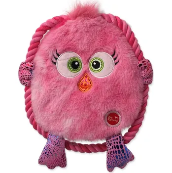 Hračka pro psa Hračka DOG FANTASY Monsters ploché kuře růžové šustící s provazem