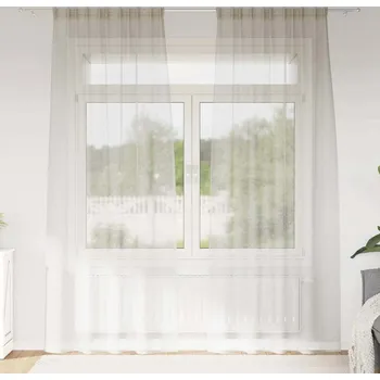 Stavebniny vidaXL Voile Záclona se záclonami 2 pcs Krémová 245 x 140 cm Polyester [4108015]