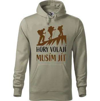 Pánská mikina Pánská mikina s potiskem Hory volají Velikost (muž): 3XL, Vyberte barvu: Světlá khaki