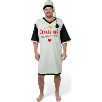 Žertovný předmět Šedá noční košile s čepičkou - Ženatý muž - XXL