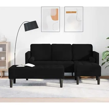 Pohovka vidaXL Set pohovek s polštářem 2 pcs Černá Polyester [3329270]