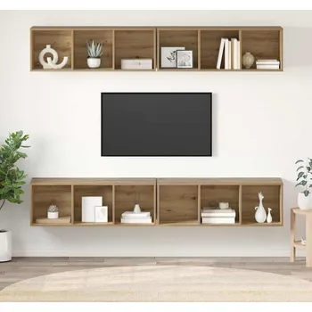 Televizní stolek vidaXL Sestava TV skříněk 4 pcs Artisanový dub 37 x 37 x 107,5 cm [3393536]
