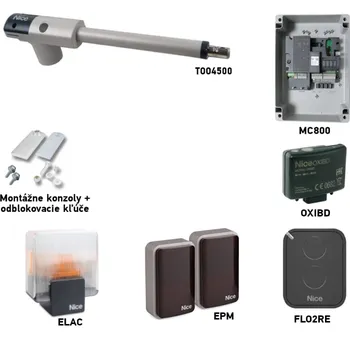 Pohon brány Sada pohonu NICE TOO TOO4500 pro jednokřídlou bránu - jedno křídlo 4,5m/250kg s příslušenstvím