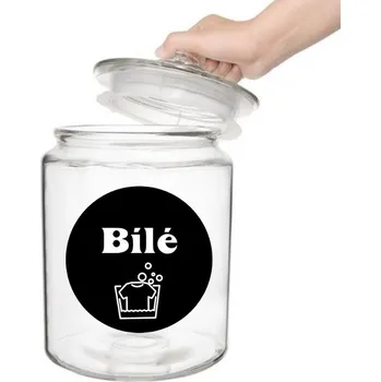 Dóza na potraviny Označto Nálepka/štítek s grafikou trika - Bílé Barva písma: Černé na bílém