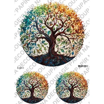 Umělecký papír Rýžový a soft papír na decoupage - Strom života - KB01611 Materiál: Soft, Rozměr: A4