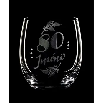 Sklenice Sklenka na whisky k 80 narozeninám - ručně ryté (broušené), dárková krabička