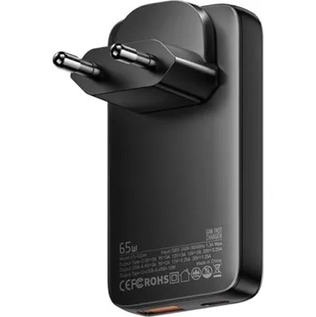 ESSAGER ES-CD46 GaN ultratenký rychlonabíjecí adaptér s porty USB-C / USB-A - 65W - tmavě šedý