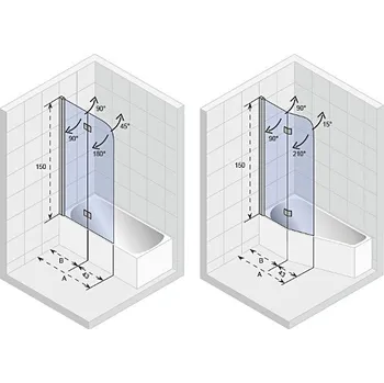 Vanová zástěna NOVIK Z500 vanová zástěna 150x100 cm, skládací GZT9200100