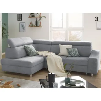 Sedací souprava Rohová sedací souprava Brico, světle šedá látka, levý roh