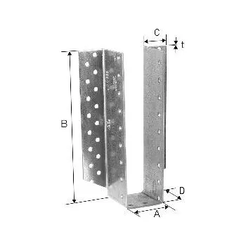 Tesařské kování SIMPSON trámová botka BSD 200x280 žárově pozinkovaná vnější s certifikací