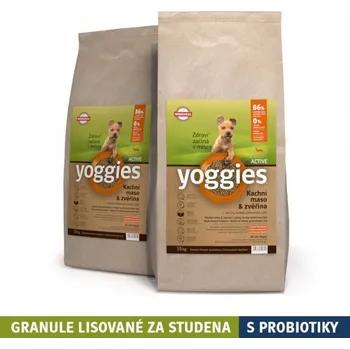 Krmivo pro psa Yoggies Active MINIGRANULE s kachnou a zvěřinou 30kg + dárek Kostičky masové 20ks