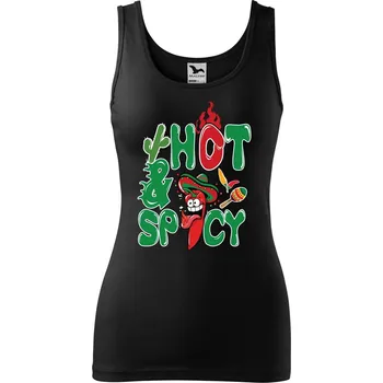 Dámské tílko s potiskem Chilli papričky Velikost: XS, Barva: Černá