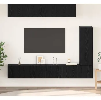 Obývací stěna vidaXL Sestava TV skříněk Nástěnný 6 pcs Černý dub kompozitní dřevo [3393265]