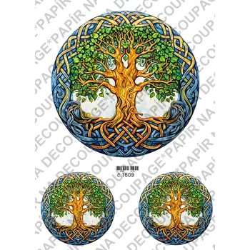 Výtvarný papír Rýžový a soft papír na decoupage - Strom života - KB01609 Materiál: Rýžový papír, Rozměr: A4