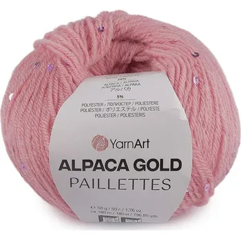 Příze Pletací příze Alpaca Gold s flitry 50 g - 3 (9306) růžová sv.