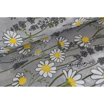 Kopretiny I - na šedé - bavlněné plátno, šíře 240cm