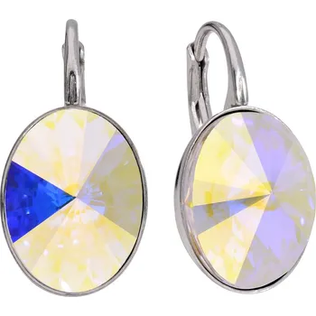 Náušnice Swarovski Elements Oval Rivoli - náušnice visací bílé duhové oválky 31275.4 Crystal AB (bílá, křišťálová, duhová, měňavá)