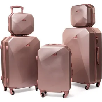 Růžová sada 5 luxusních skořepinových kufrů "Glamour" - vel. XS, S, M, L, XL