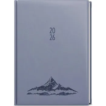 Kancelářské potřeby Baloušek, s.r.o. DENNÍ DIÁŘ A5 DAVID - VIVELLA S RAŽBOU 2026 - HOLUBÍ ŠEĎ - MOTIV HORY