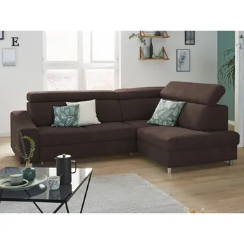 Sedací souprava Rohová sedací souprava Brico, tmavě hnědá látka, pravý roh