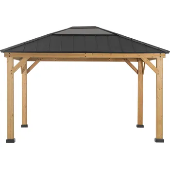 Zahradní stan Sunjoy Zedernholz Gazebo / Pavillon 3x4 BRURI - 336cm x 394cm, anthrazit | A102005814