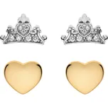Disney set dětských náušnic srdce a korunky stříbrný pozlacený SS00001TZWL.CS