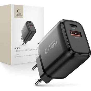 Tech-Protect Nca30 2portová síťová nabíječka PD 30W / QC3.0 černá
