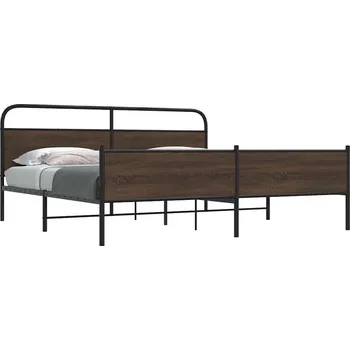 Postel vidaXL Kovový rám postele bez matrace 183 x 213 cm [3318696] Barva: hnědý dub